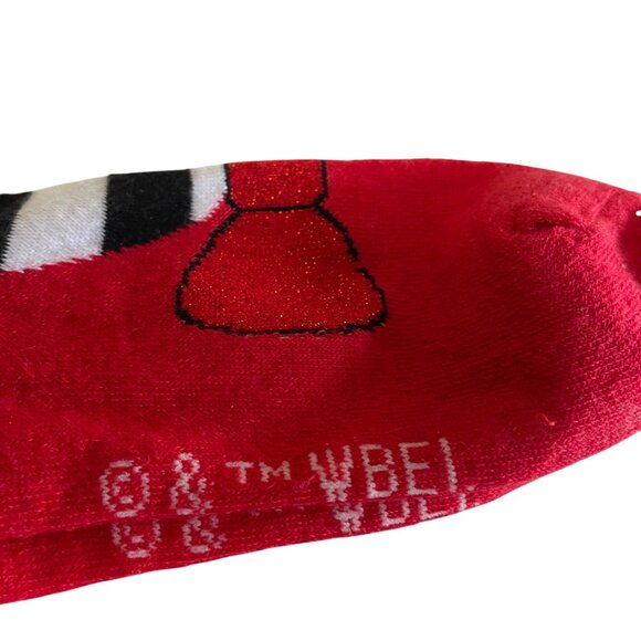 The Wizard Of Oz Womens Wicket Witch Red White Striped Socks With Glitter Bow Si - Picture 6 of 8